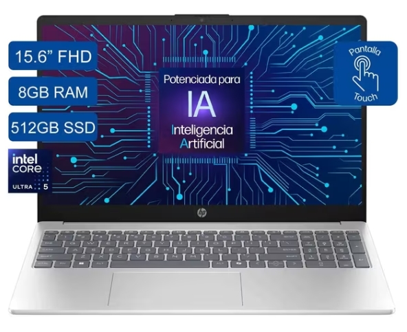 Computador Portátil HP 15" Pulgadas fd2351la Táctil - Intel Core Ultra 5 - RAM 8GB - Disco SSD 512GB - Plateado - Imagen 2
